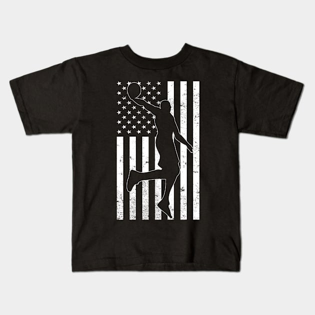 USA American Flag Basketball Fans Kids T-Shirt by funkyteesfunny